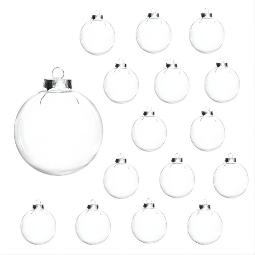 15 Pcs Diy Clear Fillable Christmas Ornaments, 2.36inch Tra.