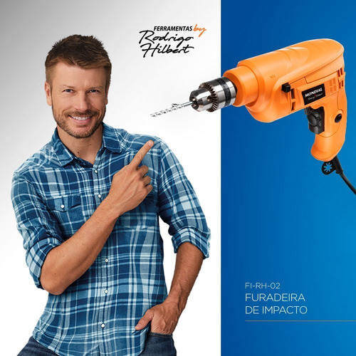 Imagem 2 de 10 de Furadeira Com Impacto Mondial 550w Laranja Fi-rh-02 Loi
