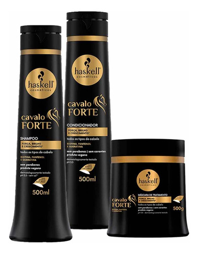 Kit Cavalo Forte Haskell Shampoo Acondicionador Máscara