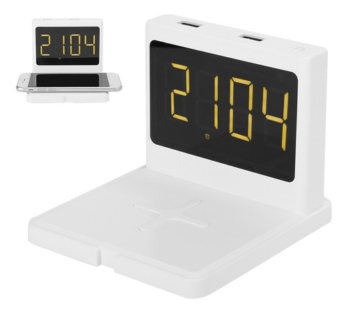 Imagen 1 de 10 de Smart Alarma Reloj Inalámbrico Teléfono Cargador Rápido Qi