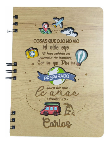 Agenda - Libreta  Personalizada En Mdf, Versículos Bíblicos