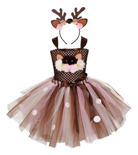 Vestido Tutu De Bambu Com Desenho De Cervo Desenho Animado