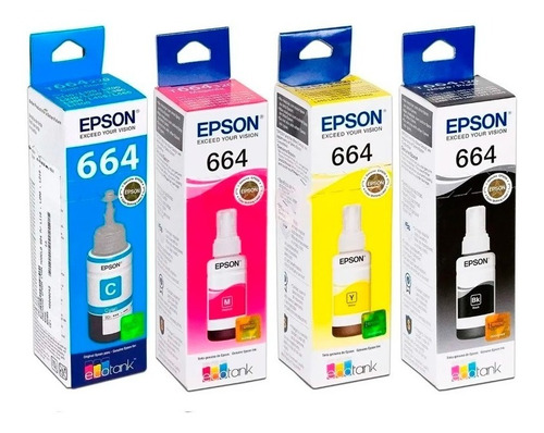 Set 4 Botella De Tinta Epson 664 Original L555 L355 L575