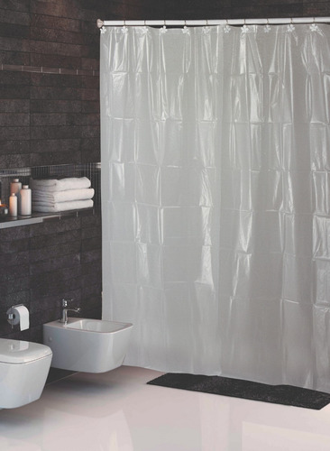 Imagen 2 de 4 de Protector Plástico Cortina De Baño Anti Hongos 75 Micrones