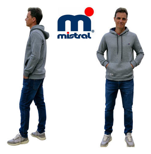 Buzo Canguro Hombre Mistral Algodón Frisa Bordado