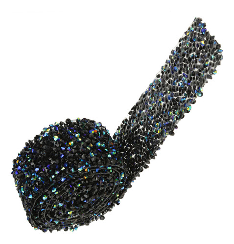 Rollo De Malla Negra Con Diamantes De Imitación De Cristal B