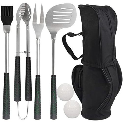 Poligo 7pcs Golf-club Style Bbq Tools Grilling Tools With Ru