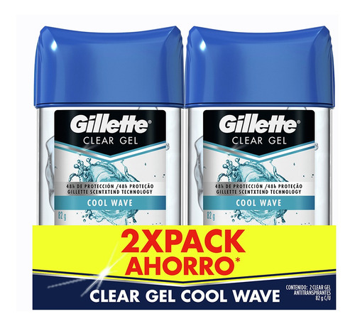 Pack Desodorante Clear Gel Gillette Cool Wave 82gr X2ud