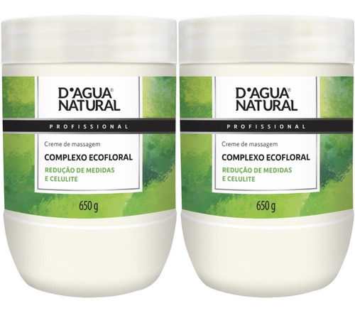  2 Creme Massagem Anticelulite Ecofloral 650g D'agua Natural