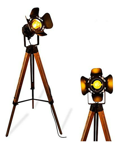 Lámpara De Mesa - Modern Industrial Vintage TriPod Floor Tab