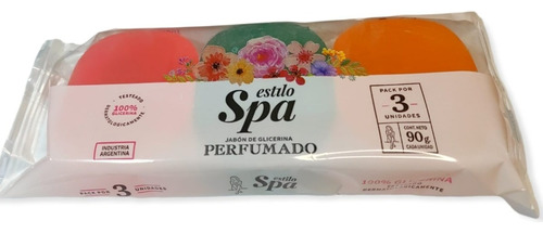 Jabon Puro 100% Glicerina Perfumado Pack X3 U 90g Estilo Spa