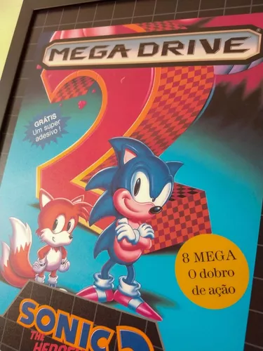 Quadro Sonic The Hedgehog 2 Br - Mega Drive - 33 X 45 Cm