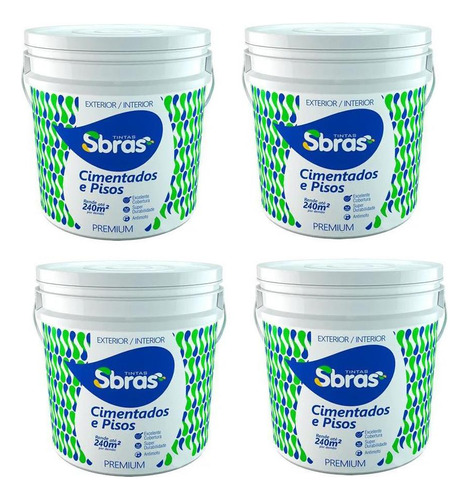 Kit 4 Tinta Cimentados Pisos Concreto 0102- Sbras 3,6l