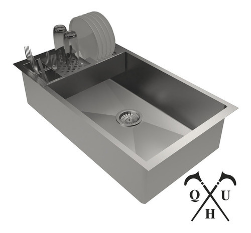 Pia De Aço Inox C/ Valvula E Escorredor Umido 80x40