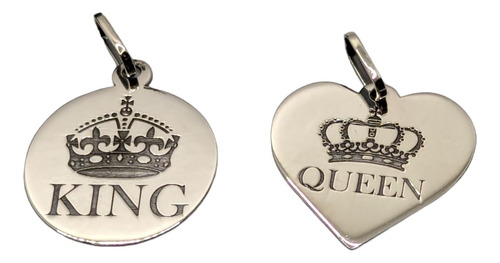 Dije De King Y Queen Parejas Plata Ley ,925 Con Cadena