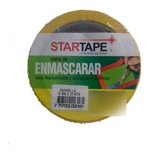 Imagen 1 de 4 de Oferta Del Dia Cinta Enmascarar Startape Amarilla 18mm 25mts