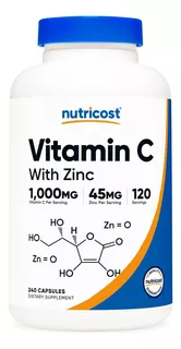 Vitamina C 1000 Importado Usa Pure C Oferta Zinc Nutricost