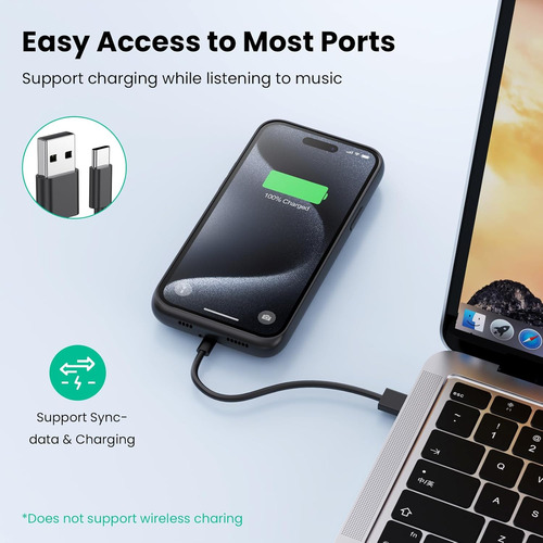 Funda Batería 8600mah Para iPhone 15 Pro Max 15w 6.7 , Negra