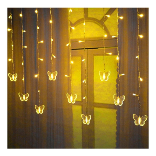 T Cortina De Mariposas Con Luces Usb, 8 Modos, 120 Luces Led