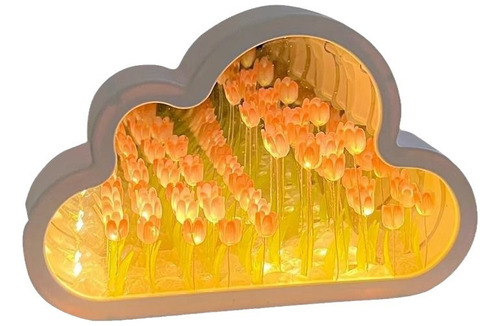 Luz Nocturna Con Espejo De Tulipán De Nube Para Dormitorio