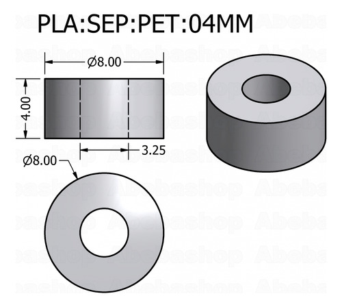 Pack 30x Espaciador Plastico Agujero = 3.25mm Alto = 4mm