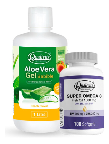 Super Omega 3 X60 + Aloe Vera Bebible Sabores - Qualivits Sabor Durazno