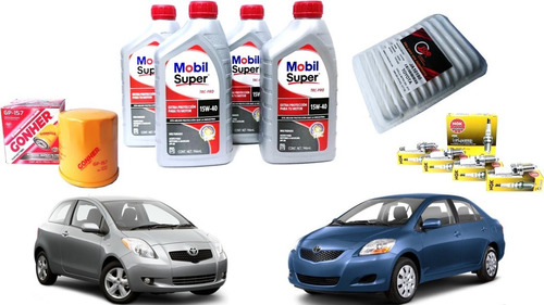 Kit Cambio Aceite Mobil Super 15w40 Toyota Yaris 1.5l 2005