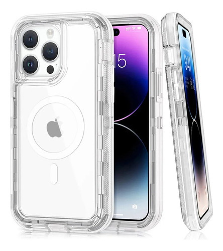 Funda Para Iphone Con Magsafe 360 Uso Rudo 3 En 1 Protector Transparente Iphone 16 Pro Max