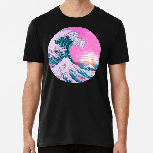 Remera Vaporwave Estética Gran Ola Retro Puesta De Sol Algod