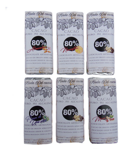 Tableta De Chocolate 80% Cacao Sin Azucar Stevia Keto Vegano