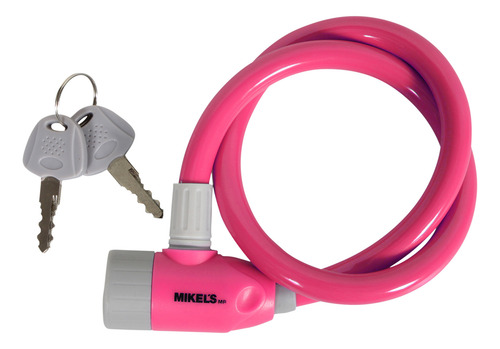Cable Candado Con Llaves; Color Rosa (65 Cms)