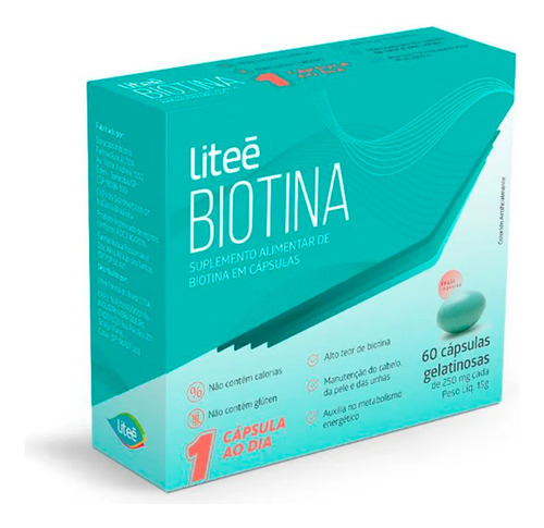 Biotina Vitamina Para Cabelos E Unhas 60 Capsulas - Litee