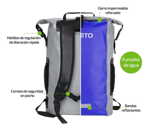 Imagen 2 de 10 de Mochila Estanco De Aire Libre 25 Lts Femmto Mochilero Viaje