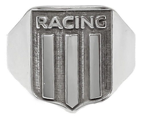 Anillo Escudo Equipo FĂștbol Argentina Racing De Avellaneda C - Grande Plata 925