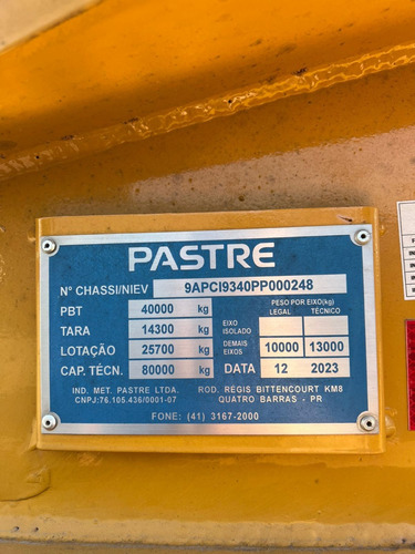 Carreta Prancha Rebaixada 4 Eixos Pastre 2023