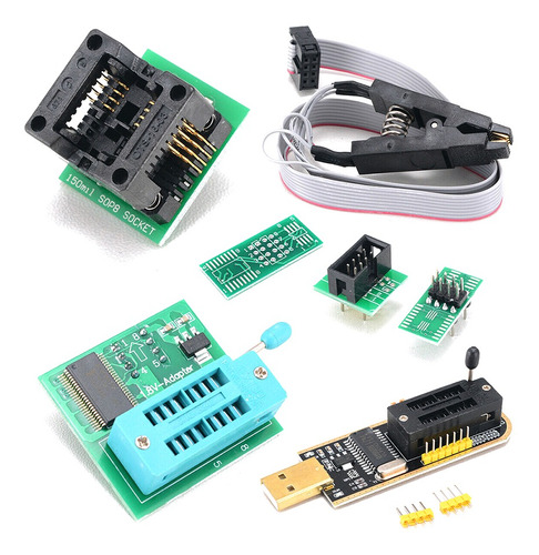 Kit De Programador Usb Ch341a Con Clip Sop8 Eeprom Burner Bi