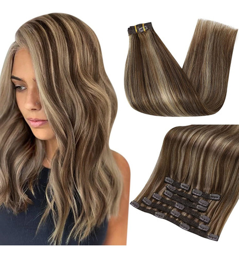 Extensiones Cabello 120gr 14in Rubio Marrón Y Caramelo