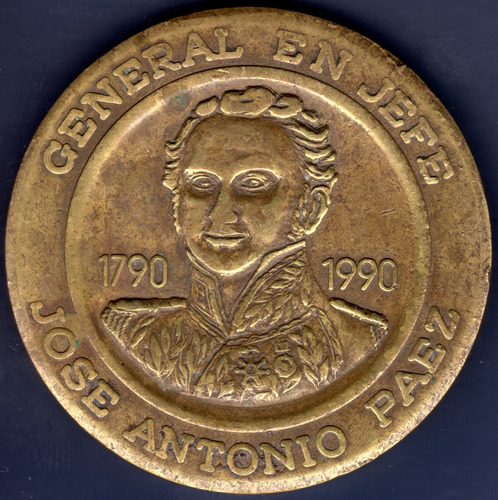 Medalla Bicentenario Del Nacimiento José Antonio Paez 1990