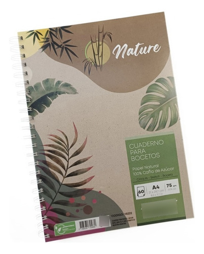 Block Para Dibujo A4 Plantec 60 Hojas Lisa 75 Gr Nature Color Nature 16222