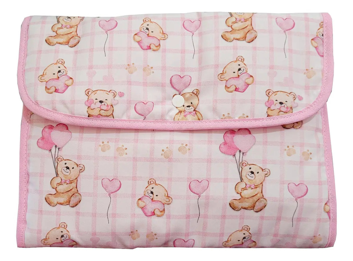Bolsa Higiênica Algodão L&L Enxovais Para Fraldas E Lenço Ursa Amore