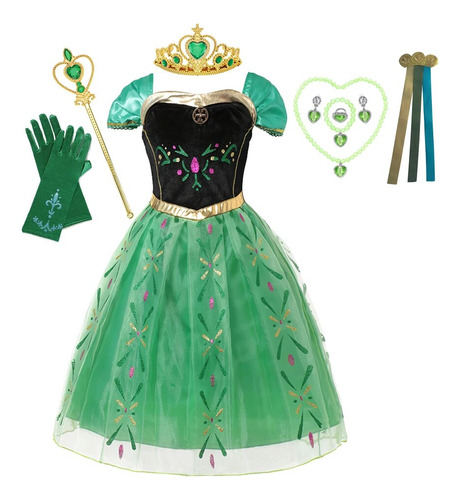 Vestido Anna Snow Queen Para Niños