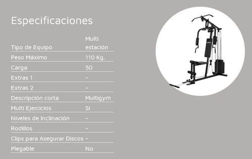 Multigimnasio Randers Arg-63146 Con Carga De Hasta 50 Kg