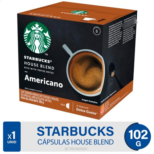 Capsulas Dolce Gusto Starbucks Americano House Blend S/ Tacc
