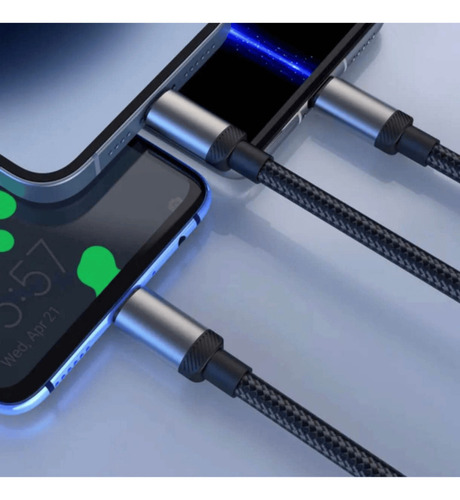 Cabo Carregador Kaidi 120w 3 Em 1 Para iPhone, Tipo-c Ev8 Cor Preto