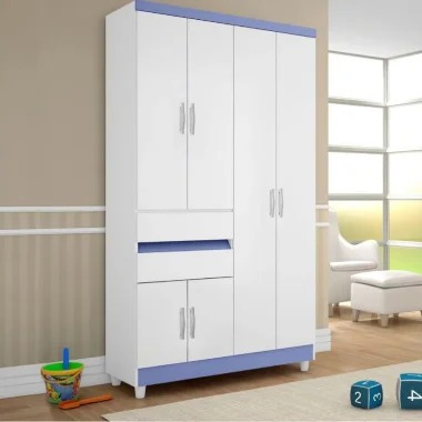Imagem 2 de 4 de Guarda Roupa Roupeiro Solteiro 6 Portas 2 Gavetas Branco Fle