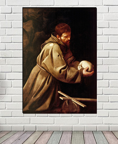 Cuadro San Francisco En Oración A. Caravaggio. 56x86cm.