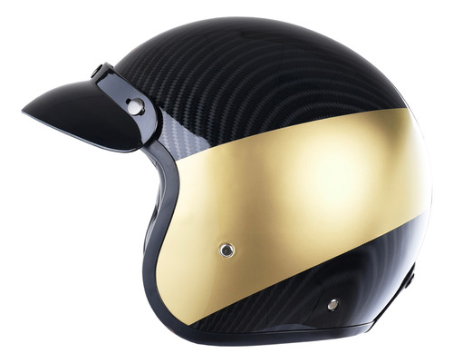 Casco Certificado Fibra Carbon Oro Chopper Retro Cafe Racer