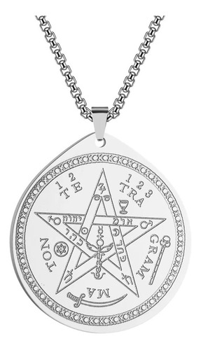 Tetragramaton Amuleto Protección Con Cadena Plateado