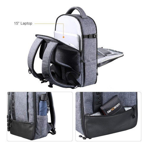 Mochila K&f Concept Camaras Dslr, 11x5.5x16.9/gris