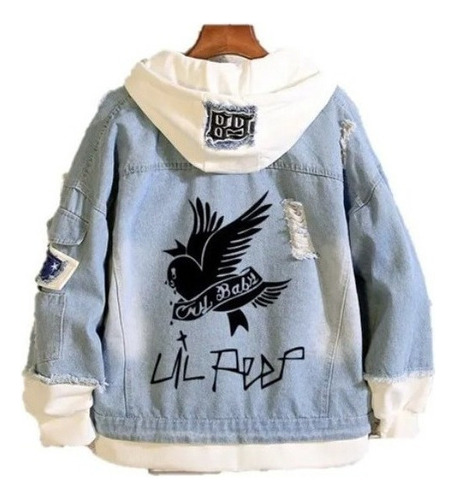 Jaqueta Jeans Fashion Logo Lil Peep Rapper Casual Unise